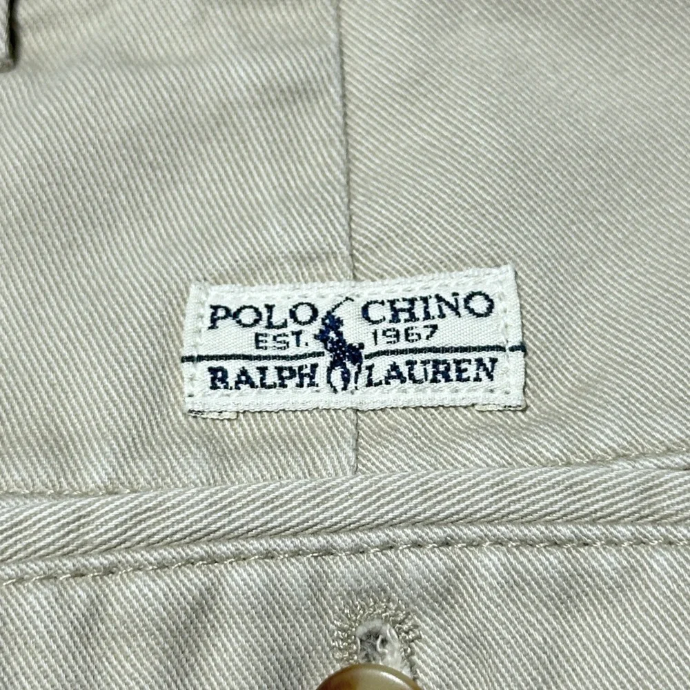 Polo Ralph Lauren Chino Pants Men 36x30* Twill Pleated Cuffed Cotton Khaki Beige